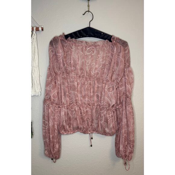 Saints + Secrets Sheer Pink Long Sleeve Top sz M - Picture 4 of 6